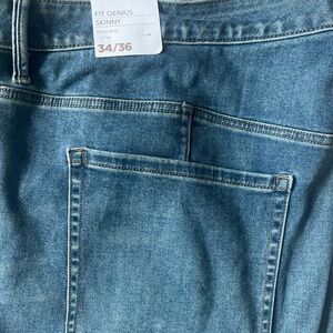 Medium Blue Skinny Denim Jeans with Contrast Stitching